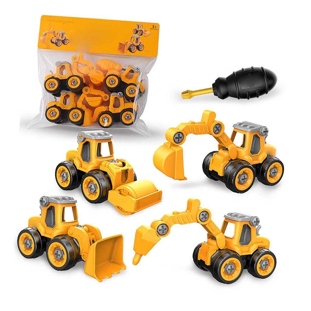 Наборы строительной техники для малышей Симуляция Включают 4 транспортных средства Пазл Детская разборная игрушечная машинка