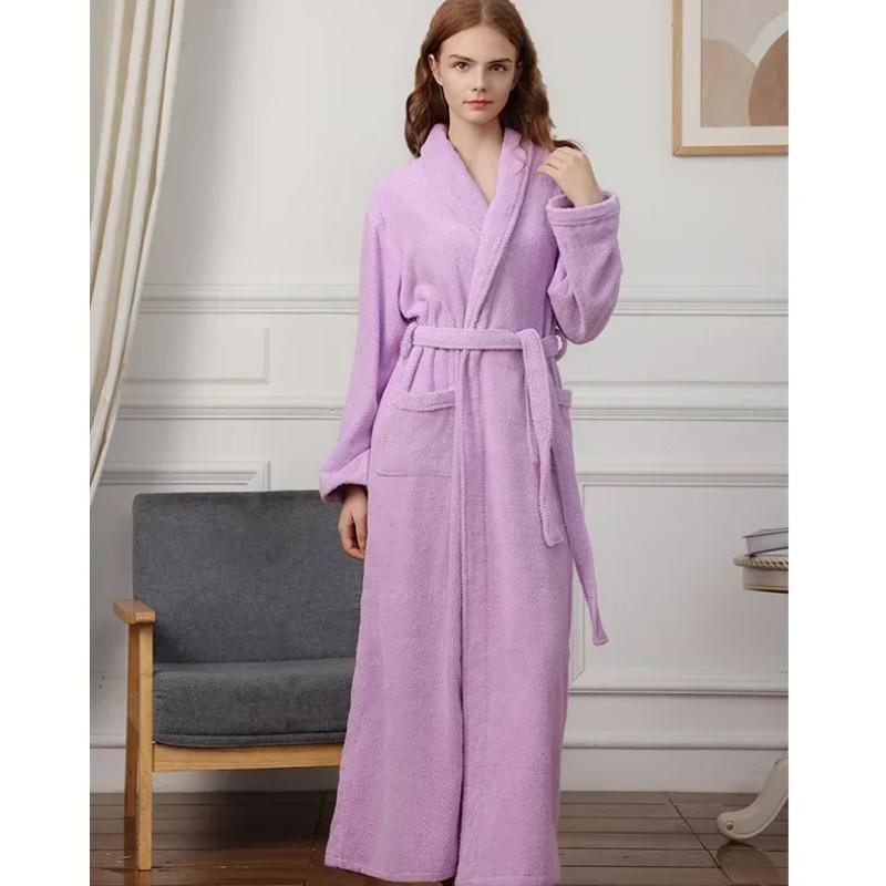 Женский махровый халат-кимоно, длинный хлопковый халат, махровый халат унисекс, махровый халат полной длины