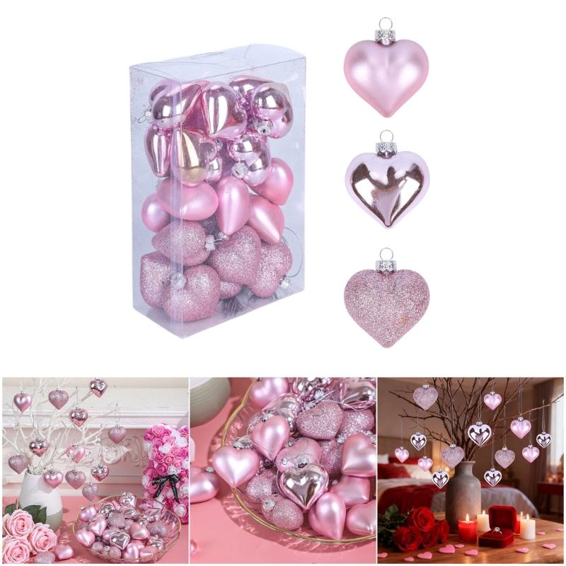 Heart Ornament Heart Baubles Hanging Ornament for Valentine Day Decors Mother Day Christmas Tree Wedding Party Decoration