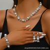 Винтажная Мода Жемчужное Ожерелье Серьги Браслет Набор, Свадебные Аксессуары