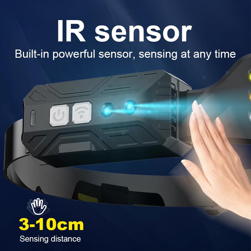 1шт 8000LM индукционный налобный фонарь COB светодиодный датчик налобный фонарь со встроенным аккумулятором USB перезаряжаемый налобный фонарь