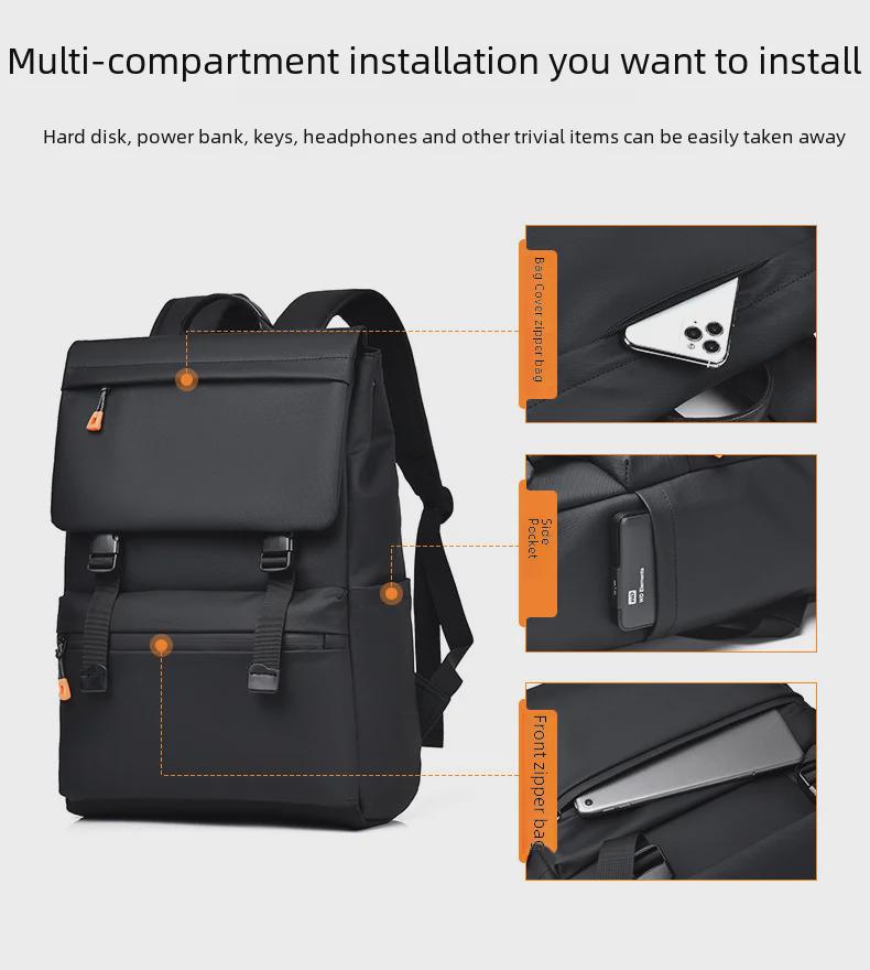 Men's Large Capacity Fashion Backpack - Casual Computer and Shoulder Bag with Front Cross Design