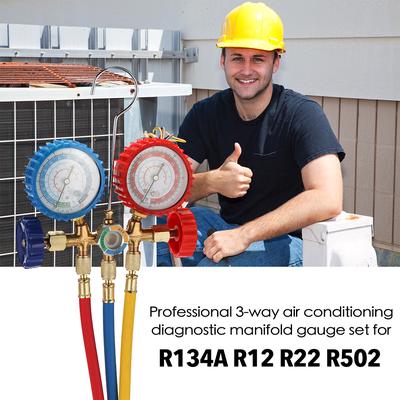 3-ходовой манометр хладагента, диагностический коллектор переменного тока, набор фреоновых манометров для хладагентов R134A R12 R22 R502