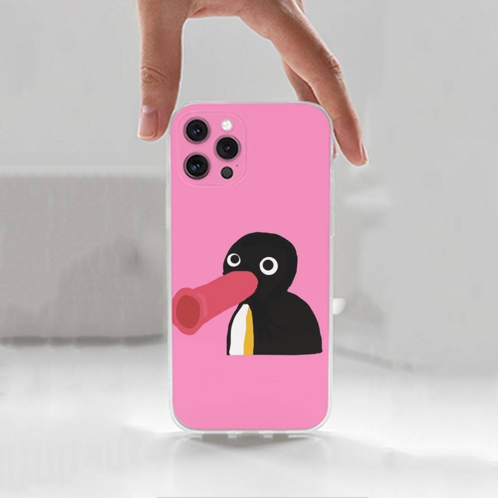 Cartoon Pingu Penguin Phone Case For iPhone,14,13,XR,SE,12,15,Pro,Max,Plus,11,17,16,X,XS,Mini Transparent Soft Cover