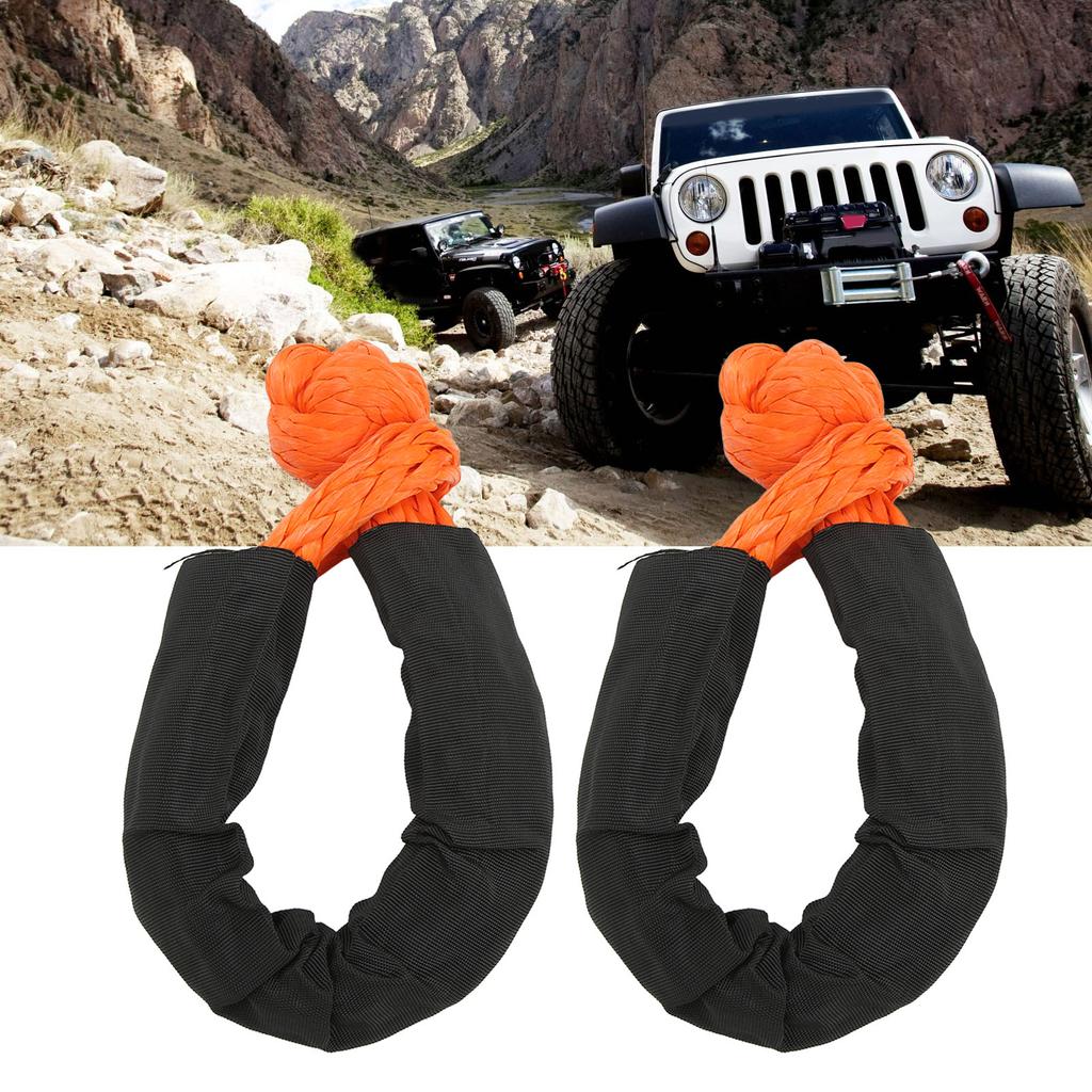 2 Pcs 13mm Soft Shackle 44092 Lbs Breaking Force High Tear Resistance Portable Soft Recovery Tow Strap for Truck SUVs Offroad Vehicels