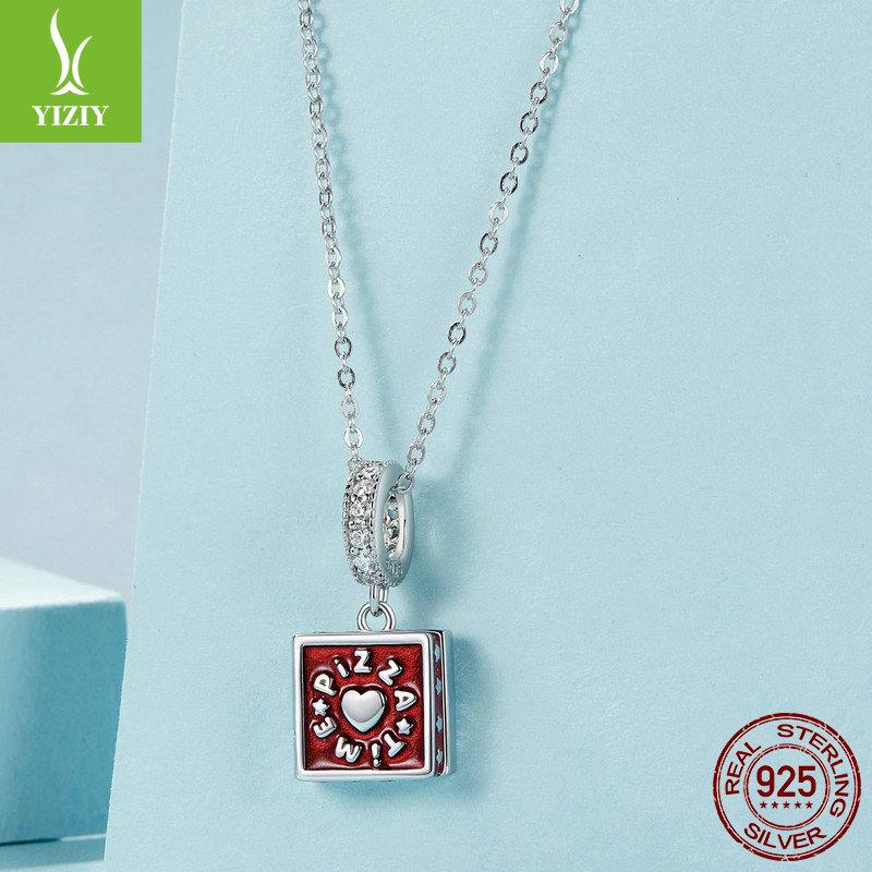 Забавная подвеска-пицца «Сделай сам», веревочное украшение, милый дизайн, браслет из стерлингового серебра 925 пробы с каплями, с бусинами