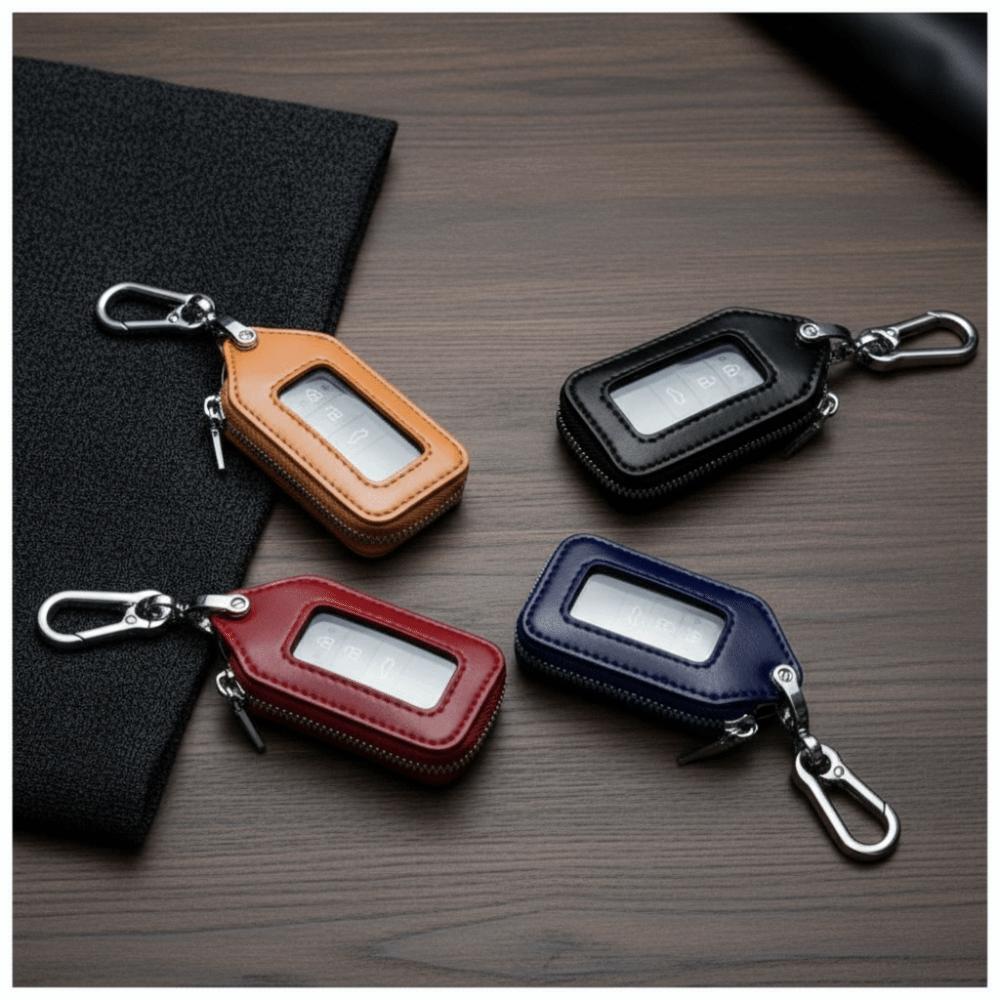 Zipper Purse Car Key Holder PU Leather Key Bag Case Unisex Key Protection Case Car Use