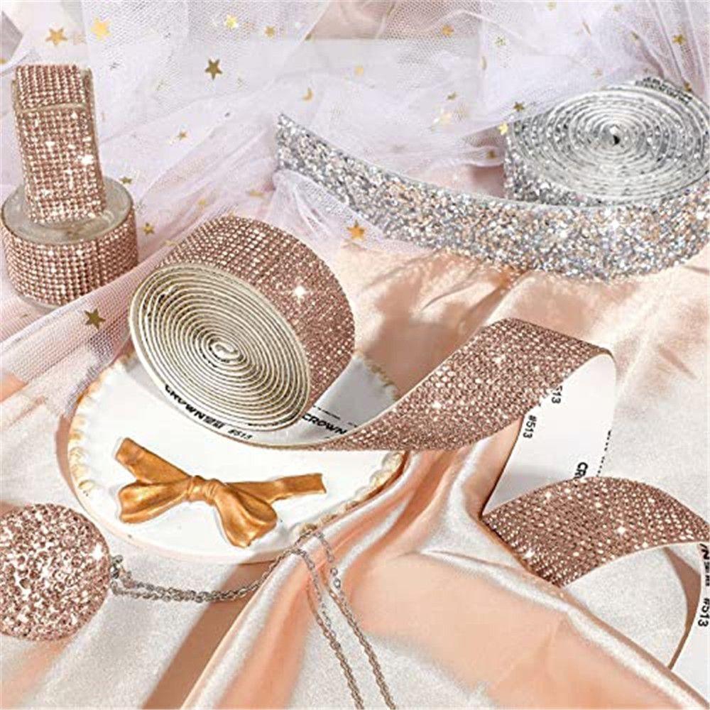 Colorful Crystal Sticker Phone Decoration Glitter Diamond Ribbon Trim Tape Self-Adhesive Rhinestone