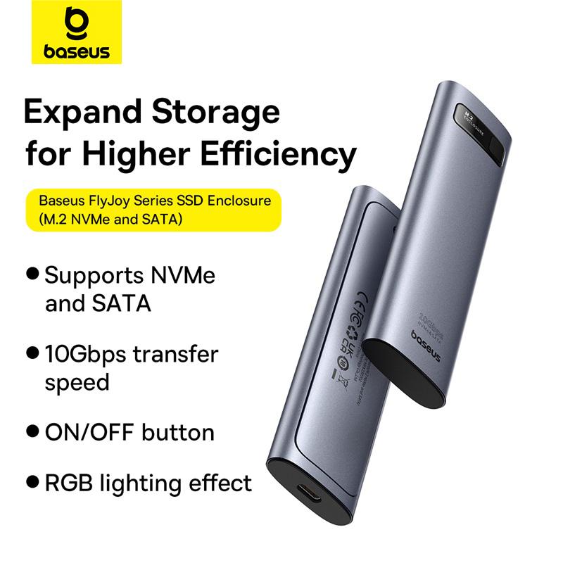 Baseus Корпус M2 SSD NVME SATA Dual Protocol M.2 to USB Type C 3.2 Gen 2 Портативный SSD Sata Nvme Корпус Внешний корпус ПК