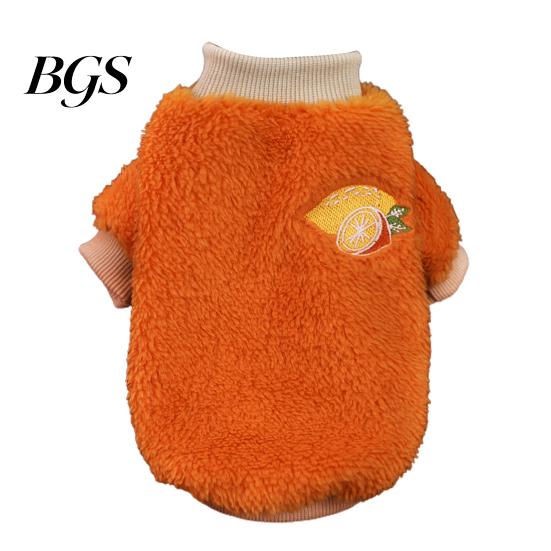 Close Fitting Pet Clothes Cartoon Fruit Embroidery Pattern Keep Warmth Coat Good Elasticity Dogs Sweater for Winter Elastic