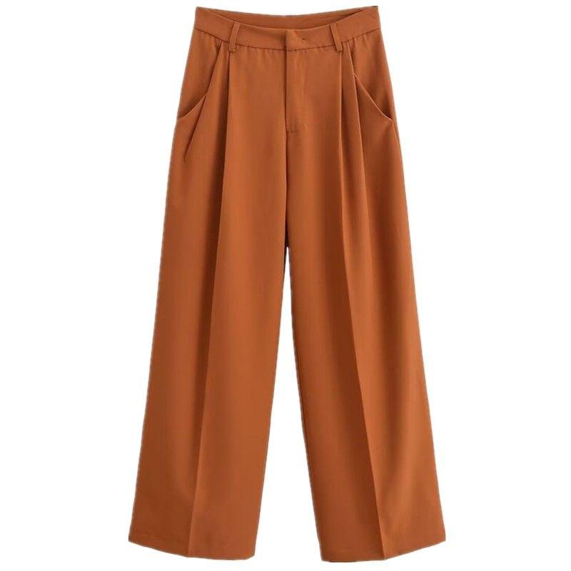 Fashion Style 2024 Fall and Winter New Women's Clothing Slim Looking All-Match Commute Mid Waist Width Faded Casual Pants 8977316