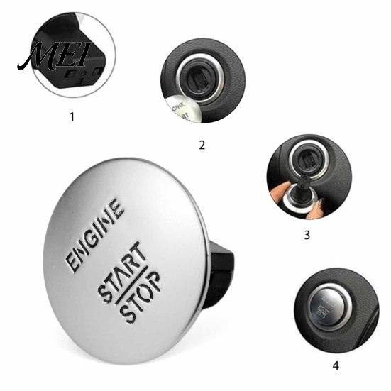 Start Button Replacement for Mercedes Engine Stop Switch Benz, Car Push Direct Plug-in Starter Switch, Button, Accessory Metal Panel Butto