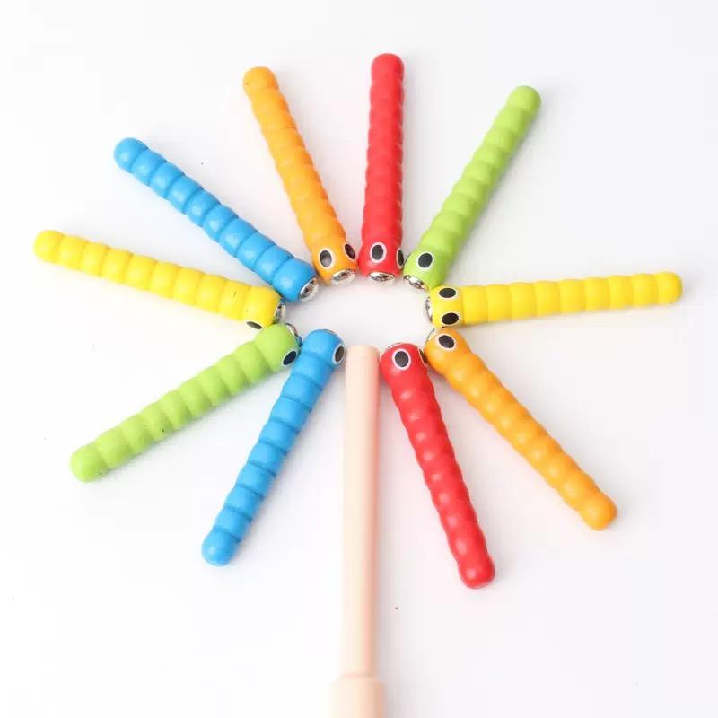 Montessori Educational Wooden Toys Wand Worms For Catch Worm Game Strawberry Grasping Baby Wooden Children Toys Accessories