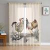 Painting Animal Chicken Window Curtains Sheer Chiffon Tulle Curtain Home Living Room Backdrop Decoration