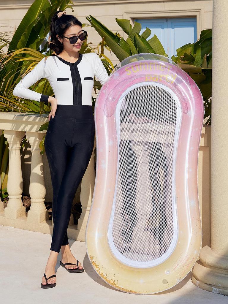 Mesh Backrest Recliner Inflatable Floating Chair with Sequin Design