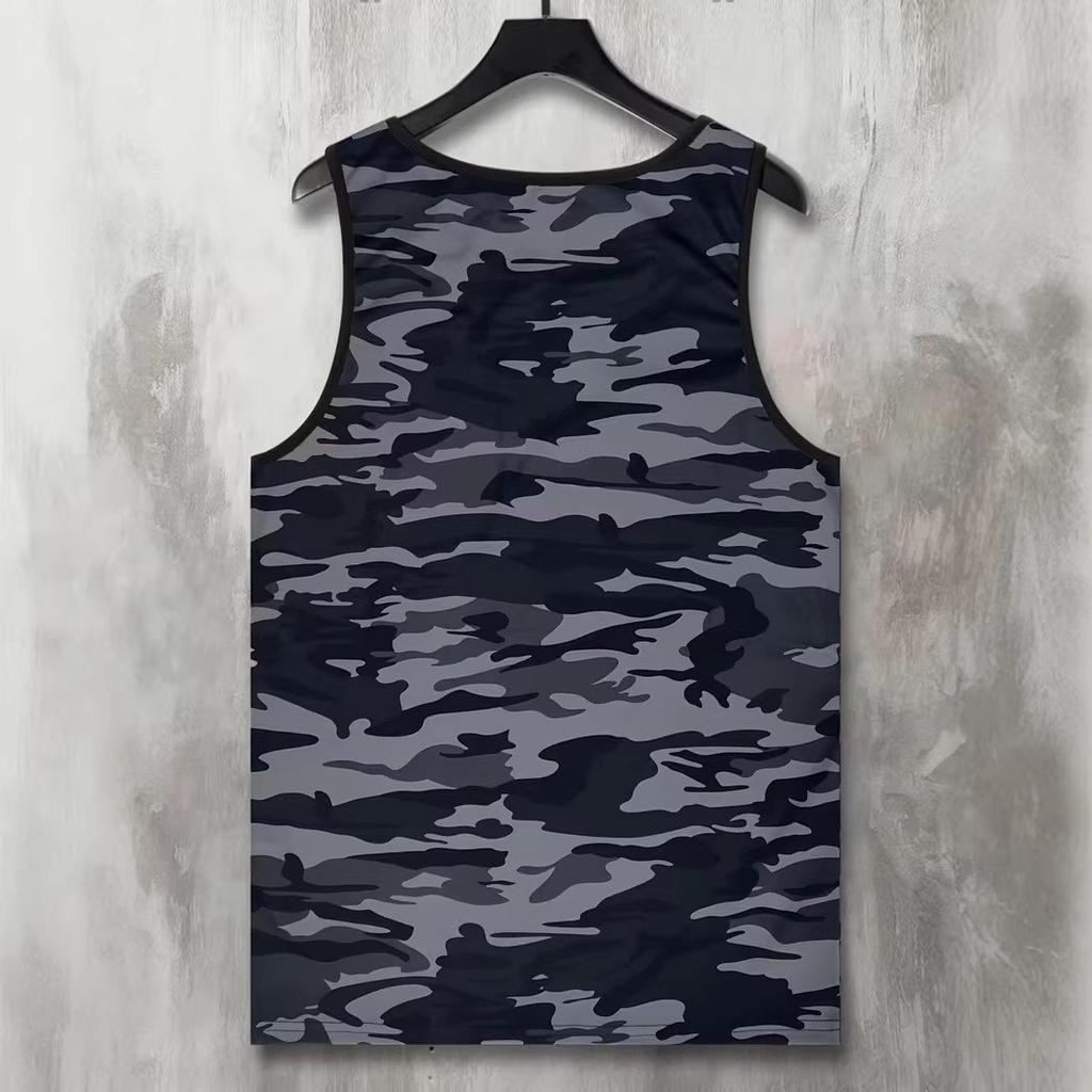 Мужские спортивные жилеты для фитнеса, модные мужские майки-борцовки с камуфляжным принтом