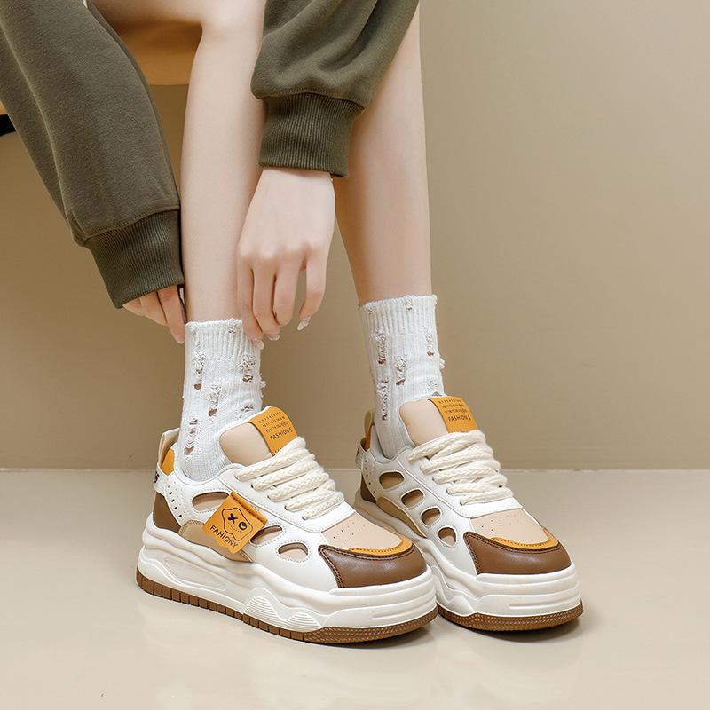 Белые туфли для женщин, новые осенние студенческие универсальные повседневные модные туфли с толстой подошвой, модные кроссовки