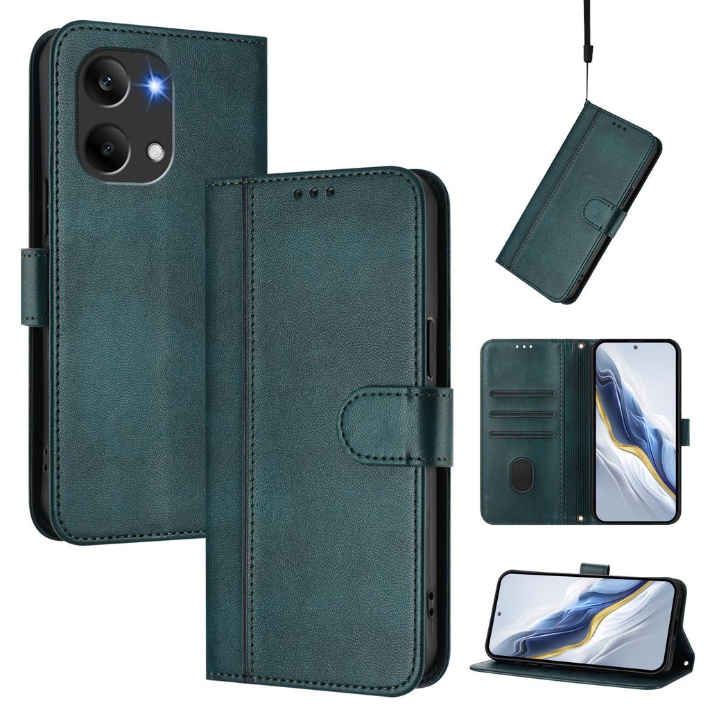 Wallet Case for Poco X8 Pro Max 5G - Leather/PU, Dark Green, With Lanyard