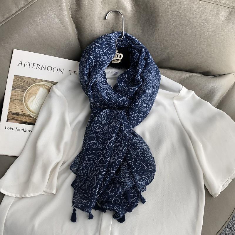 36 Designs Floral Print Voile Tassel Viscose Shawl Scarf Soft Thin Wrap Pashmina Headband Bufandas Muslim Hijab Sjaal 180*90Cm