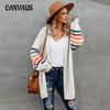 Autumn and Winter Women's Cardigan Splicing Loose Plus Size Knit Sweater Coat Sweater