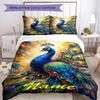 3pcs Custom Name Peacock Bedding Set Duvet Cover Closure Includes 1 Duvet Cover & 2 Pillowcases, Soft and Comfortable for All Seasons.