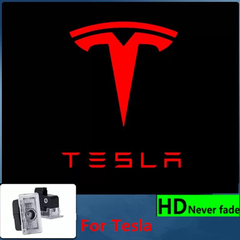 bjzqr4 2PCS Car Door HD LED Lamp Projector Courtesy Welcome Light For Tesla Model 3 S X highland Model Y 2025