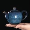 Ceramic Fully Handmade TeaPot 300ml Tianmu Glazed Tea Pot Single Pot Single Tea Set Zisha Teapot Clay Heated Kettle Teapots Bar