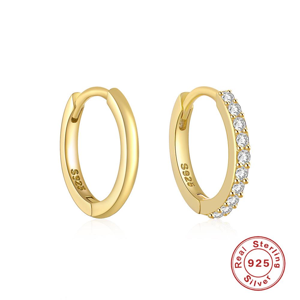 S925 Sterling Silver Fashion Ins Wind Single Row Wave Diamond Earrings Earrings Earrings Earrings