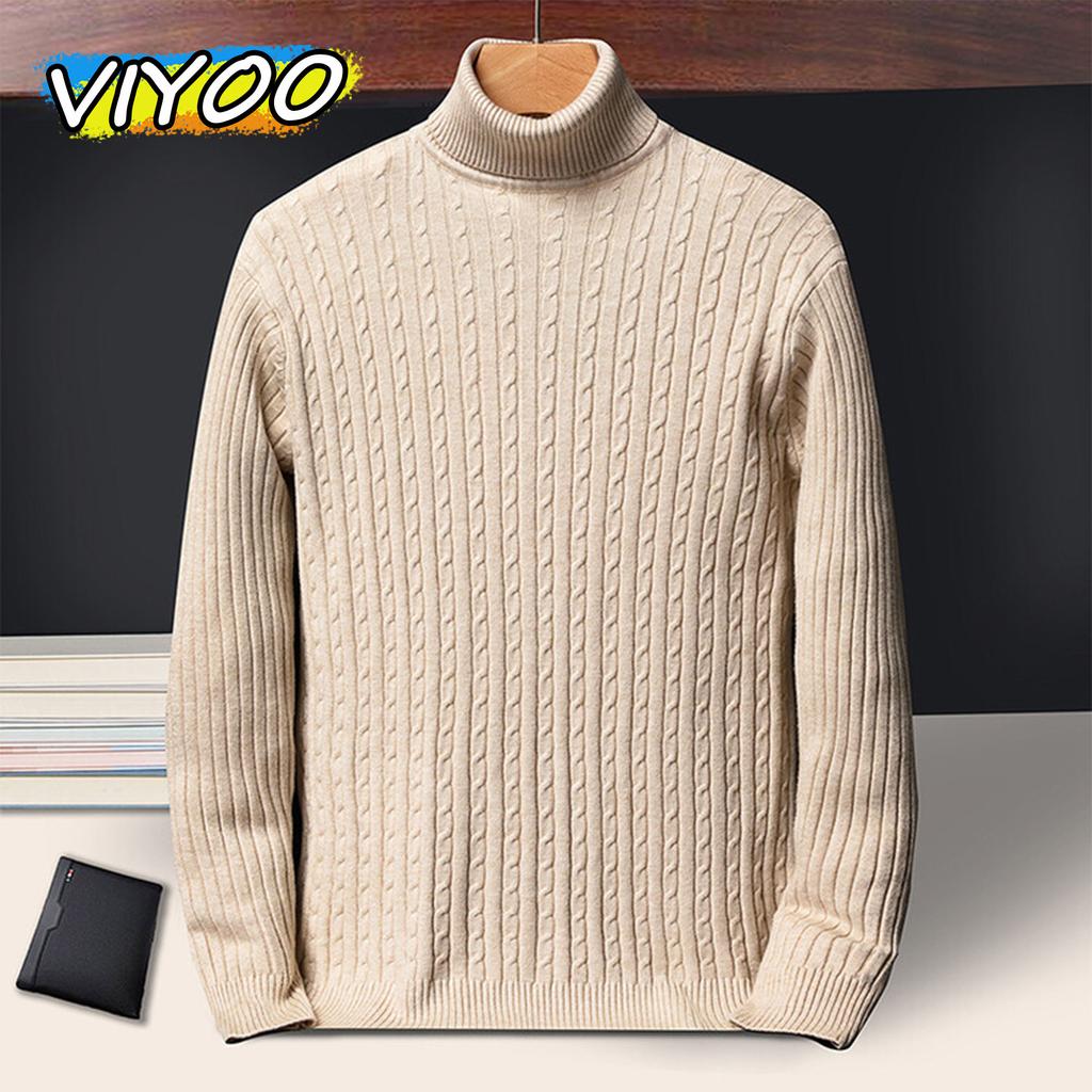 Winter Autumn Men's Formal Clohtes Striped Knit Knitwear Turtleneck Sweater For Men Tops Blouse Undershirts Work