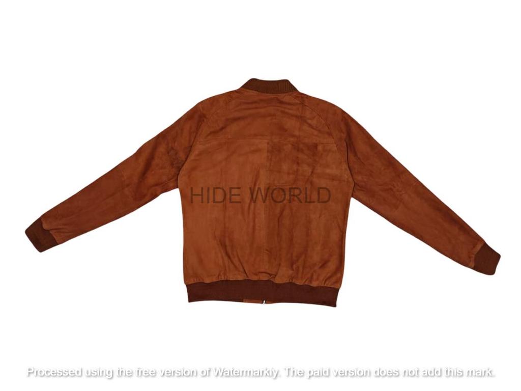 Motorcycle Genuine Lambskin Brown Handmade Men Leather Jacket Designer Suede