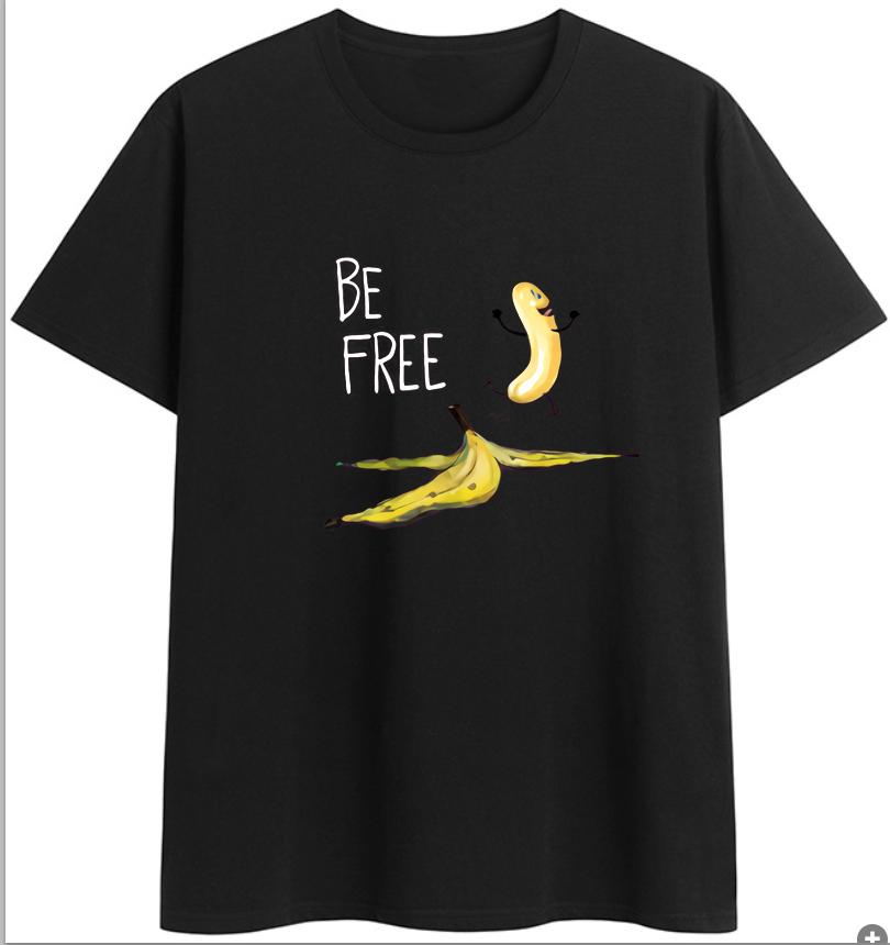 COTTON 100% Hot European and American Funny Banana Undress Short-sleeved Women's T-shirt Tops Oversized T Shirt