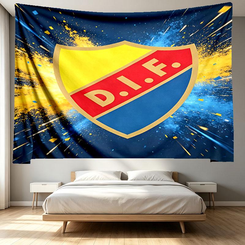 Djurgardens IF Print Tapestry - Portable Wall Decor Cloth, for Home, Dorm, Travel, Bedroom, Living Room - Ideal Birthday Housewarming Gift