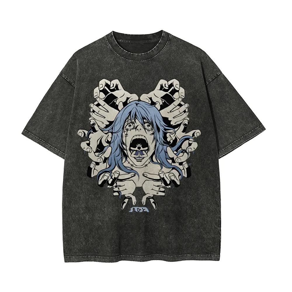 Mahito Idle Transfiguration Tshirt Jujutsu Kaisen Graphic Tee Vintage Washed Oversized Retro Anime Harajuku Men Streetwear