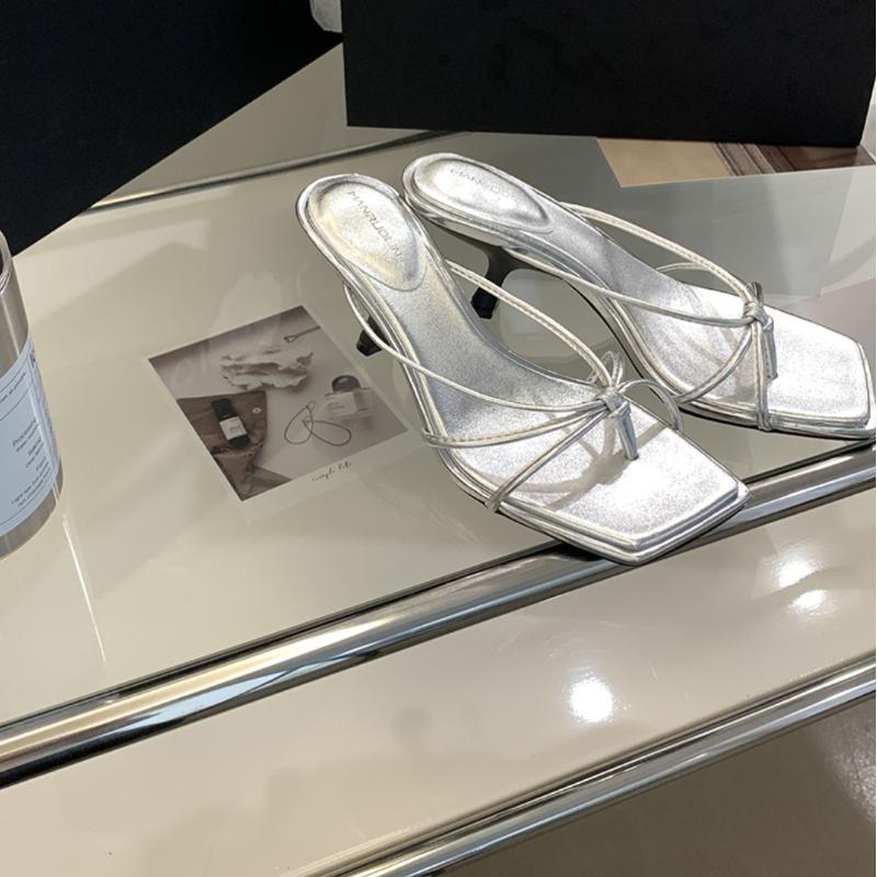 Summer High Heel Sandals Retro Thin Band Square Toe Slippers for Women Fashion Slim Heel Women Shoes Zapatos De Mujer