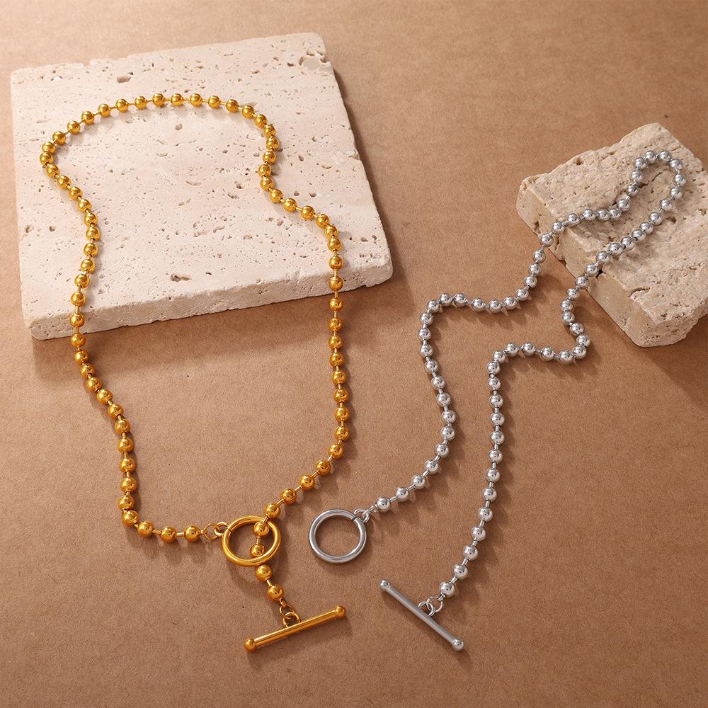 Yori New Retro Necklace Fashionable Versatile OT Clasp Design Simple Round Bead Choker DIY Production of Necklac Accessory