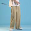 Мужские брюки на шнурке с эластичной резинкой на талии, прямые широкие брюки, свободные тонкие однотонные уличные брюки с глубоким промежутком, длинные спортивные брюки, повседневные спортивные штаны