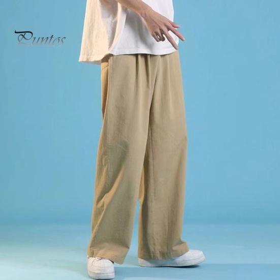 Мужские брюки на шнурке с эластичной резинкой на талии, прямые широкие брюки, свободные тонкие однотонные уличные брюки с глубоким промежутком, длинные спортивные брюки, повседневные спортивные штаны