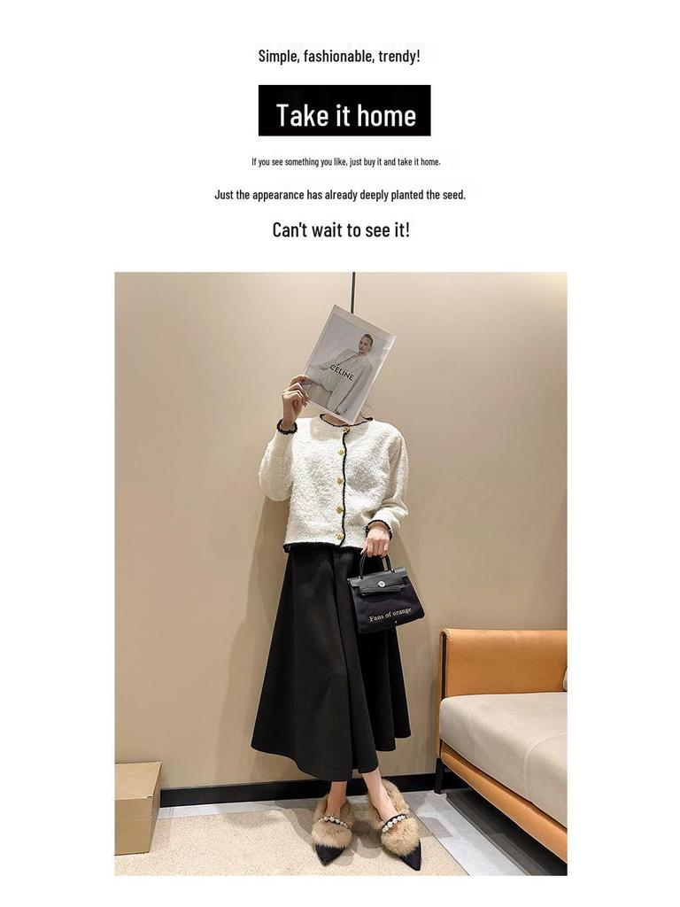 Женские замшевые туфли на массивном каблуке с острым носком, с низким вырезом, пушистые хлопковые туфли для осени/зимы