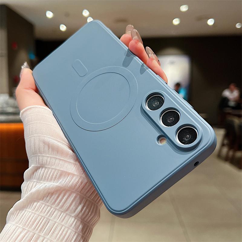 Liquid Silicone For Magsafe Wireless Charge Magnetic Case For Samsung S25 S24 S23FE S22 Plus Ultra A55 A15 A35 A05 Soft Cover