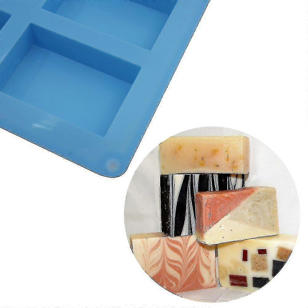 3 Pcs Rectangle Silicone Molds, 6-cavity Cake Baking Pans, Biscuit Chocolate Ice Cube Soap Trays - Pink, Blue, Purple