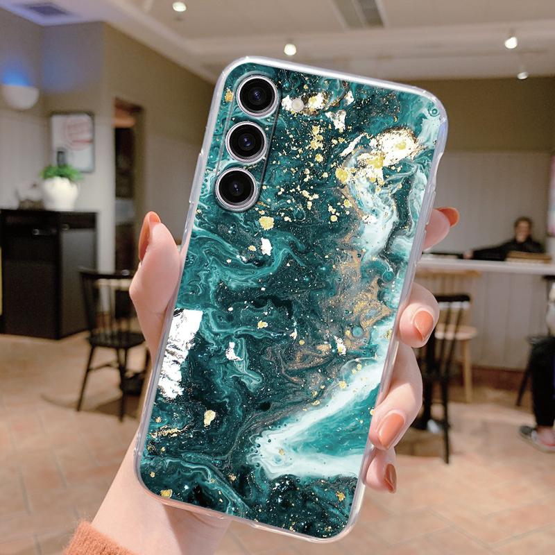Для Samsung Galaxy S24 Чехол S24 Plus S 24 Ultra Чехол для телефона Мраморный Прозрачный Coque Мягкий ТПУ Fundas Для Samsung S25 FE S25+ Чехол