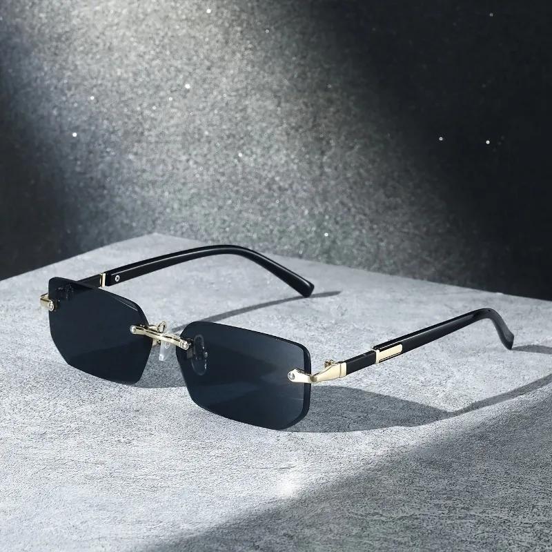 Модные ретро квадратные унисекс безободковые солнцезащитные очки с защитой от УФ-лучей, уличный стиль, универсальный дизайн, стройнящие, для мужчин и женщин