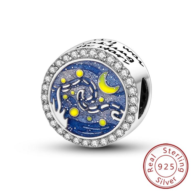 Медные Шармы Бусины Сердце Любви Счастливые Звезды Самолет Голубые Цирконы Шармы Подвески Подходят для Браслетов Шармов Женские Украшения