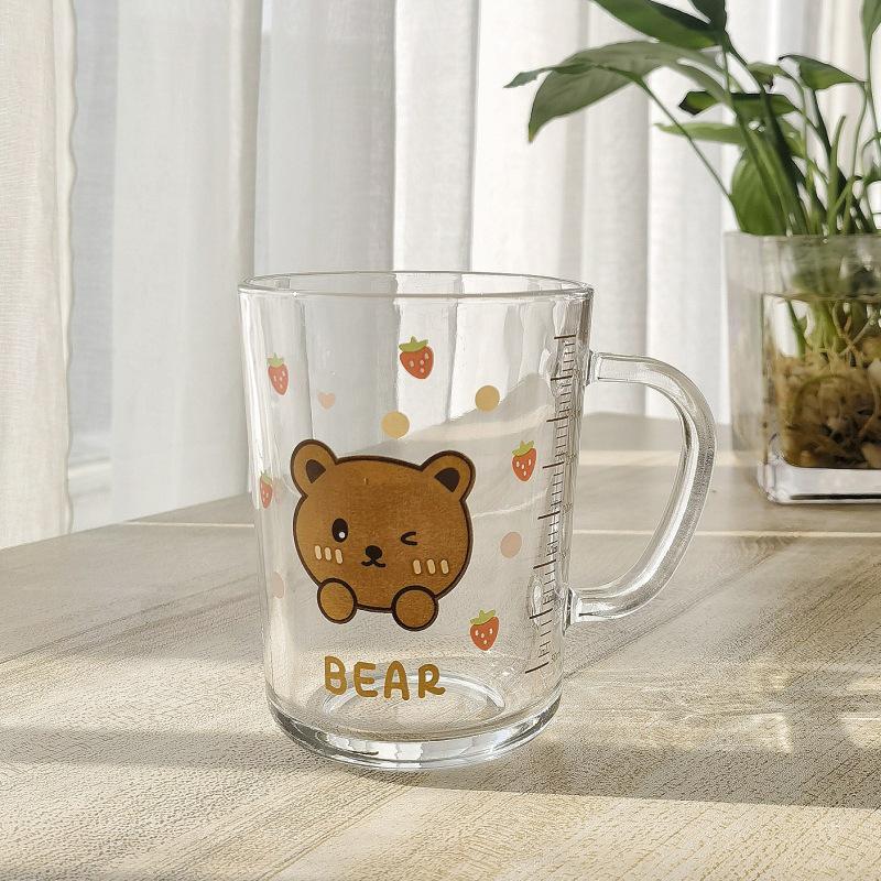 Милая мультяшная стеклянная чашка для молока с крышкой и ложкой, персонализированный подарок.