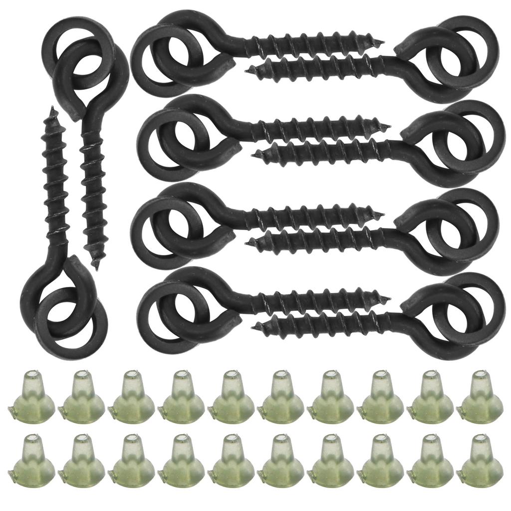 10 шт. винтов для насадки с 20 шт. овальных колец, стопоры для колец карпового монтажа, снасти для карповой ловли, винт для крючка, зеленый