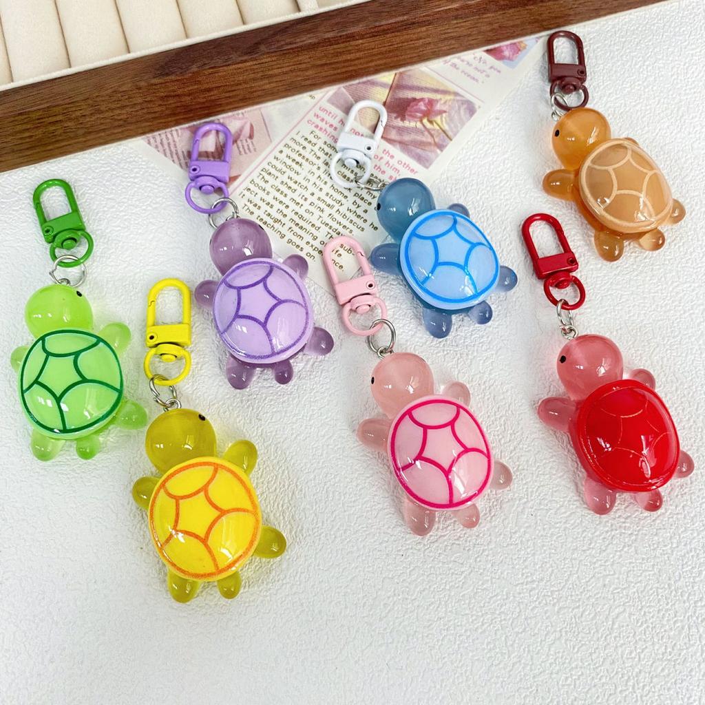 Cartoon Luminous Colored Turtle Pendant Keychain Resin Glow-in-the-dark Color Turtle Keyring Backpack Hangings Decoration Gifts