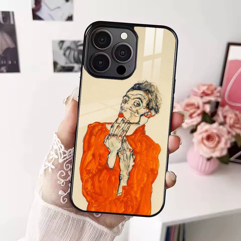 E-Egon S-Schiele Art Phone Case For iPhone 17,16,15,14,13,12,Plus,Pro,Max for Magsafe Magnetic Wireless Charging