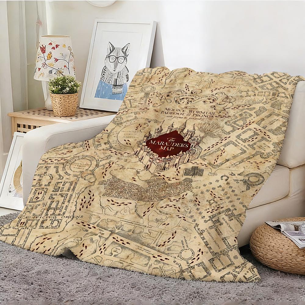 The Marauder's Map Throw Lightweight 240g Flannel Blanket Soft Skin-friendly for Summer Cooling