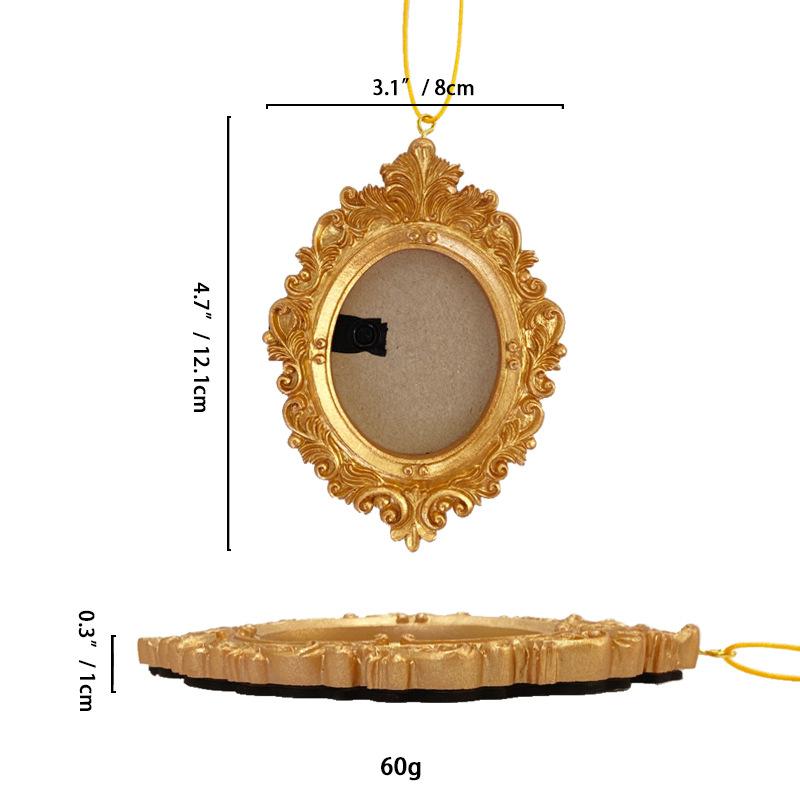 European Mini Golden Retro Small Photo Frame Home Decor Picture Frame Room Wall Decoration Pendant Accessory Resin Handicrafts