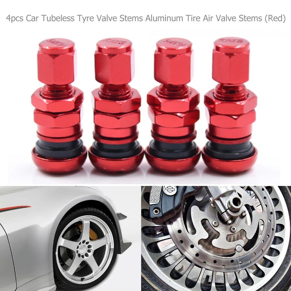 4Pcs Car Truck Motorcycle Valve Short Stems Metal Bolt Tire Valve Stem Kit with Dust Cap Stem Caps1